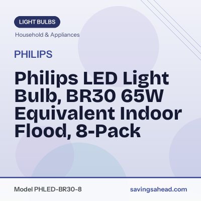Philips LED Light Bulb, BR30 65W Equivalent Indoor Flood, 8-Pack