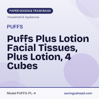Puffs Plus Lotion Facial Tissues, Plus Lotion, 4 Cubes