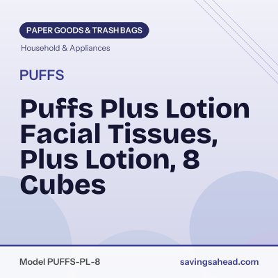 Puffs Plus Lotion Facial Tissues, Plus Lotion, 8 Cubes