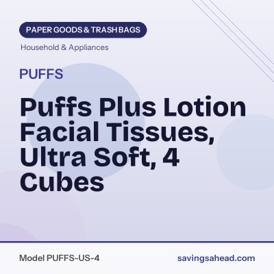Puffs Plus Lotion Facial Tissues, Ultra Soft, 4 Cubes