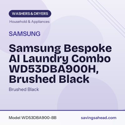 Samsung Bespoke AI Laundry Combo WD53DBA900H, Brushed Black