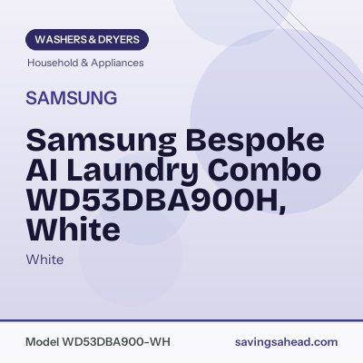 Samsung Bespoke AI Laundry Combo WD53DBA900H, White