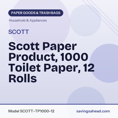 Scott Paper Product, 1000 Toilet Paper, 12 Rolls