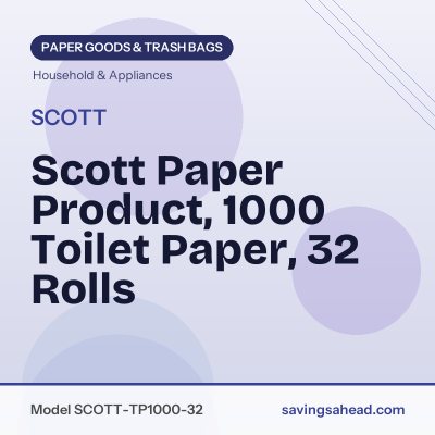 Scott Paper Product, 1000 Toilet Paper, 32 Rolls