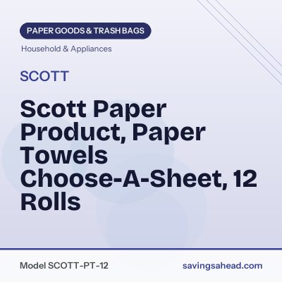Scott Paper Product, Paper Towels Choose-A-Sheet, 12 Rolls
