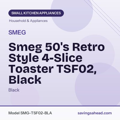 Smeg 50's Retro Style 4-Slice Toaster TSF02, Black