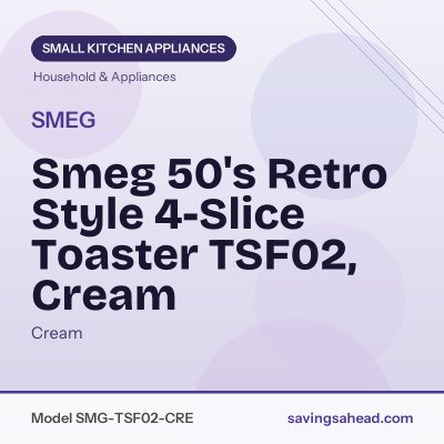 Smeg 50's Retro Style 4-Slice Toaster TSF02, Cream