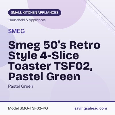 Smeg 50's Retro Style 4-Slice Toaster TSF02, Pastel Green