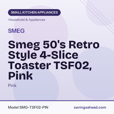 Smeg 50's Retro Style 4-Slice Toaster TSF02, Pink