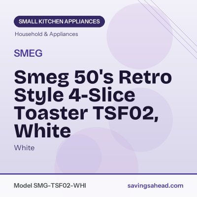 Smeg 50's Retro Style 4-Slice Toaster TSF02, White