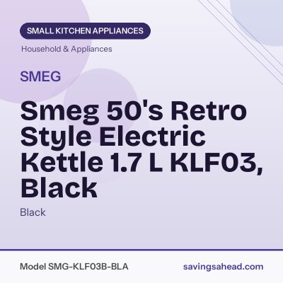 Smeg 50's Retro Style Electric Kettle 1.7 L KLF03, Black