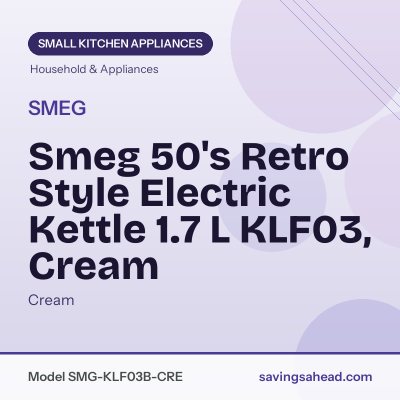 Smeg 50's Retro Style Electric Kettle 1.7 L KLF03, Cream