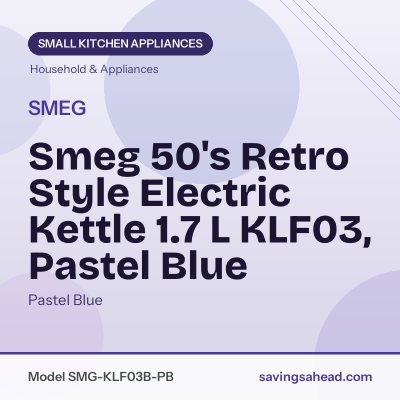 Smeg 50's Retro Style Electric Kettle 1.7 L KLF03, Pastel Blue