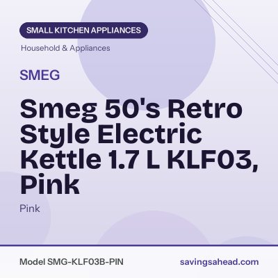 Smeg 50's Retro Style Electric Kettle 1.7 L KLF03, Pink