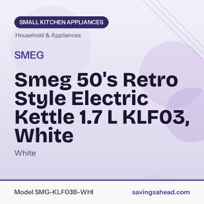 Smeg 50's Retro Style Electric Kettle 1.7 L KLF03, White