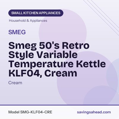 Smeg 50's Retro Style Variable Temperature Kettle KLF04, Cream