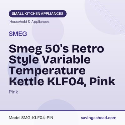Smeg 50's Retro Style Variable Temperature Kettle KLF04, Pink