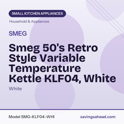 Smeg 50's Retro Style Variable Temperature Kettle KLF04, White