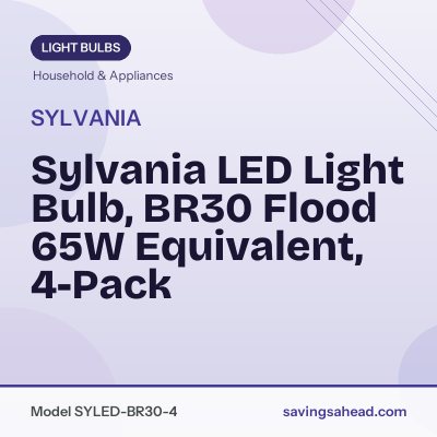 Sylvania LED Light Bulb, BR30 Flood 65W Equivalent, 4-Pack