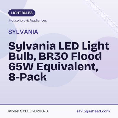 Sylvania LED Light Bulb, BR30 Flood 65W Equivalent, 8-Pack