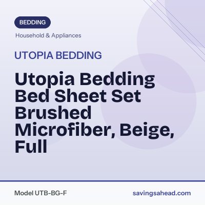 Utopia Bedding Bed Sheet Set Brushed Microfiber, Beige, Full