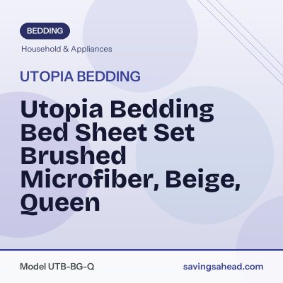 Utopia Bedding Bed Sheet Set Brushed Microfiber, Beige, Queen