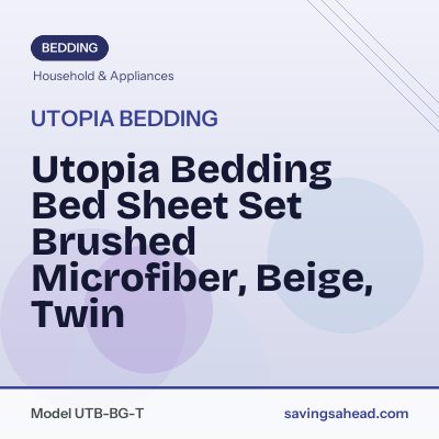 Utopia Bedding Bed Sheet Set Brushed Microfiber, Beige, Twin