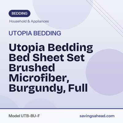 Utopia Bedding Bed Sheet Set Brushed Microfiber, Burgundy, Full