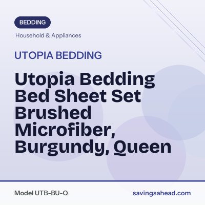 Utopia Bedding Bed Sheet Set Brushed Microfiber, Burgundy, Queen