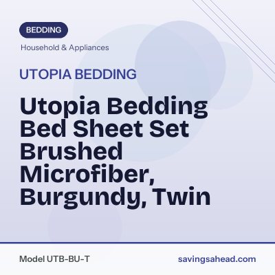 Utopia Bedding Bed Sheet Set Brushed Microfiber, Burgundy, Twin