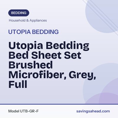 Utopia Bedding Bed Sheet Set Brushed Microfiber, Grey, Full