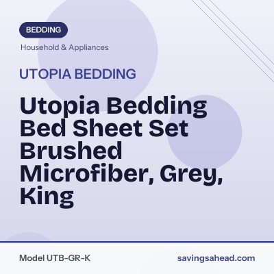 Utopia Bedding Bed Sheet Set Brushed Microfiber, Grey, King