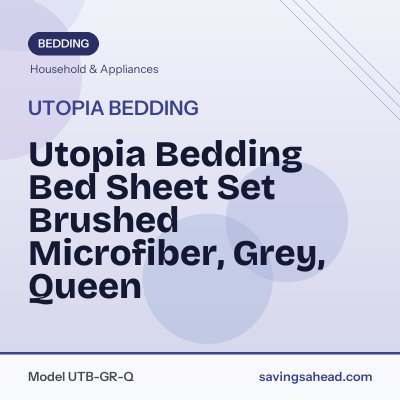 Utopia Bedding Bed Sheet Set Brushed Microfiber, Grey, Queen