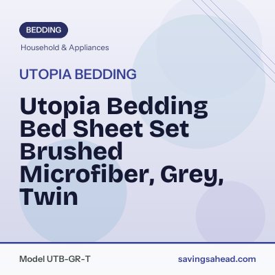 Utopia Bedding Bed Sheet Set Brushed Microfiber, Grey, Twin