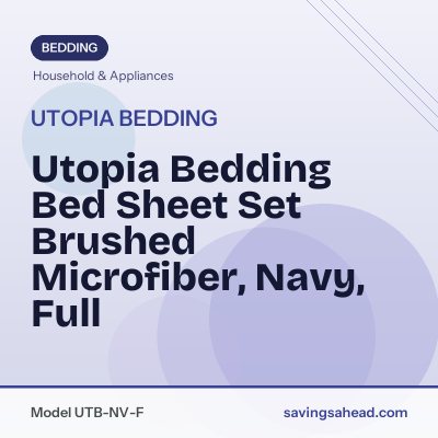 Utopia Bedding Bed Sheet Set Brushed Microfiber, Navy, Full
