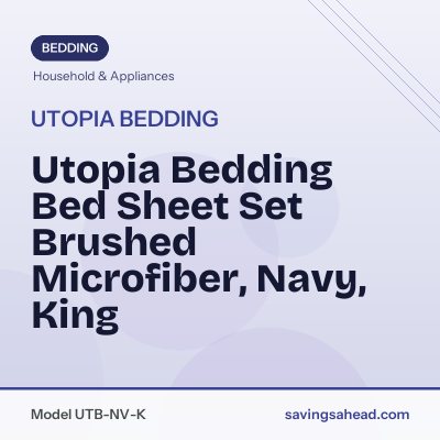 Utopia Bedding Bed Sheet Set Brushed Microfiber, Navy, King