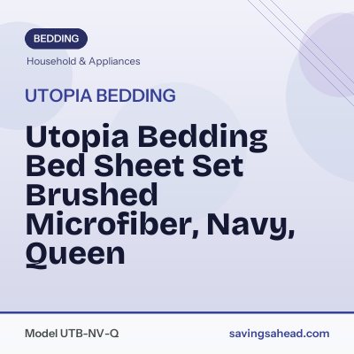 Utopia Bedding Bed Sheet Set Brushed Microfiber, Navy, Queen