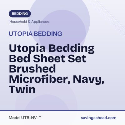 Utopia Bedding Bed Sheet Set Brushed Microfiber, Navy, Twin