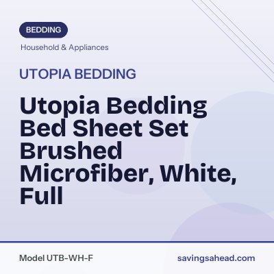 Utopia Bedding Bed Sheet Set Brushed Microfiber, White, Full