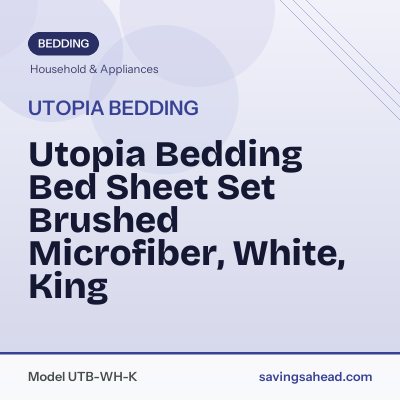 Utopia Bedding Bed Sheet Set Brushed Microfiber, White, King