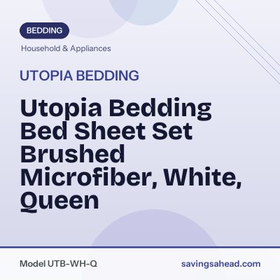Utopia Bedding Bed Sheet Set Brushed Microfiber, White, Queen