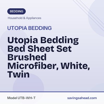 Utopia Bedding Bed Sheet Set Brushed Microfiber, White, Twin