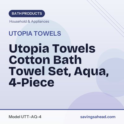 Utopia Towels Cotton Bath Towel Set, Aqua, 4-Piece