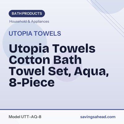 Utopia Towels Cotton Bath Towel Set, Aqua, 8-Piece