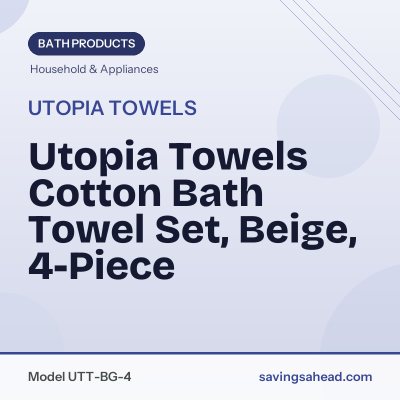 Utopia Towels Cotton Bath Towel Set, Beige, 4-Piece