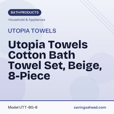 Utopia Towels Cotton Bath Towel Set, Beige, 8-Piece