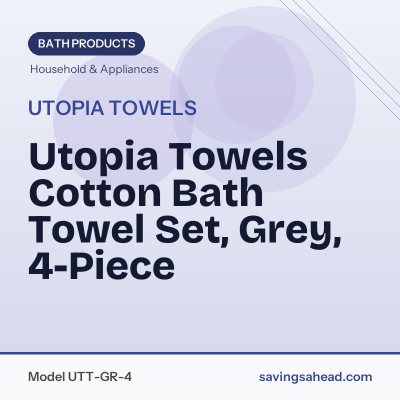 Utopia Towels Cotton Bath Towel Set, Grey, 4-Piece