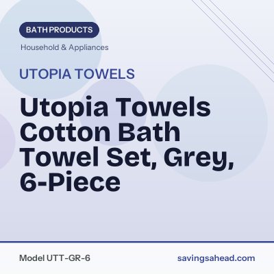 Utopia Towels Cotton Bath Towel Set, Grey, 6-Piece