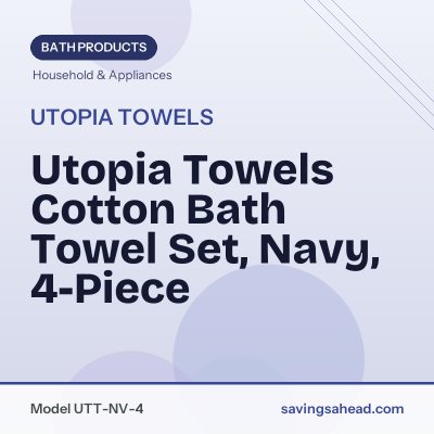 Utopia Towels Cotton Bath Towel Set, Navy, 4-Piece