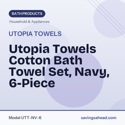 Utopia Towels Cotton Bath Towel Set, Navy, 6-Piece